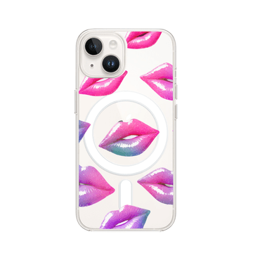 shumee Ovitek za iPhone 13 Mini z MagSafe, roza ustnice, prozoren