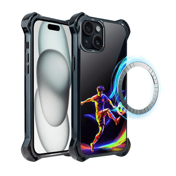 shumee Ovitek za iPhone 15 Plus IBIZU DropGuard Ultra z MagSafe, #ElectroMove, v ritmu nogometa