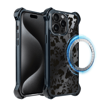 shumee Ovitek za iPhone 15 Pro IBIZU DropGuard Ultra z MagSafe, polnoč, senca listov