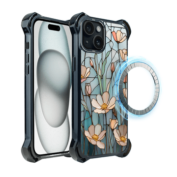 shumee Ovitek DropGuard Ultra za iPhone 15 IBIZU z MagSafe, barve stekla, Wildflower Whisper