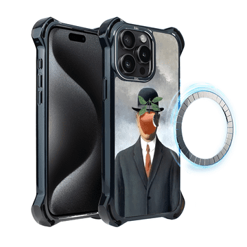shumee Ovitek za iPhone 15 Pro Max IBIZU DropGuard Ultra z MagSafe, Rene Magritte, Sin človeka