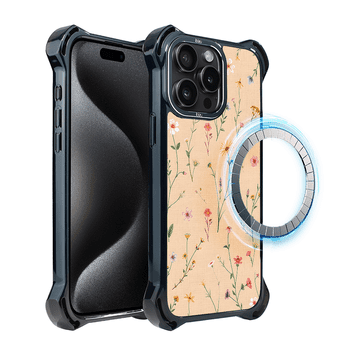 shumee Ovitek za iPhone 15 Pro Max IBIZU DropGuard Ultra z MagSafe, pastelni cvet, koralni travnik