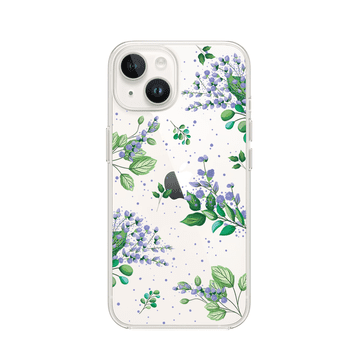 shumee Ovitek za iPhone 14, prozoren, silikonski Flexi, vijolične rože