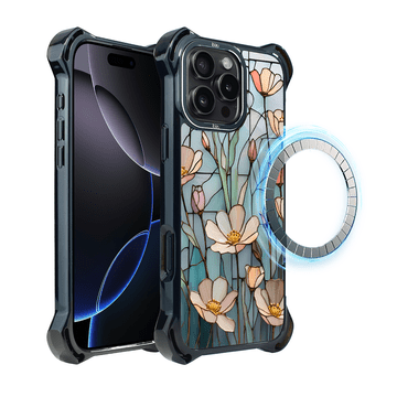 shumee Ovitek za iPhone 16 Pro IBIZU DropGuard Ultra z MagSafe, barve stekla, Wildflower Whisper