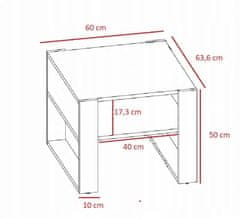 shumee Kaja kvadratna klubska mizica 60x60 beton/črna za dnevno sobo Klubska mizica MK