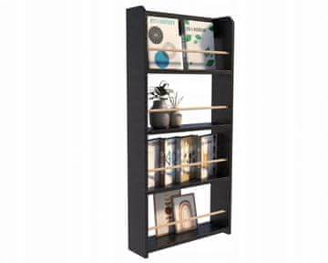 shumee Franco črna stoječa knjižna omara za knjige, igrače, polica