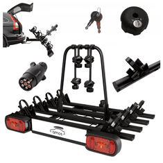 shumee Nosilec koles AMOS GIRO 4 za montažo na vlečno kljuko za 4 kolesa - 7-PINČNI ČRNI