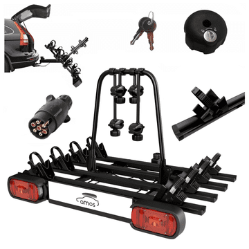 shumee Nosilec koles AMOS GIRO 4 za montažo na vlečno kljuko za 4 kolesa - 7-PINČNI ČRNI