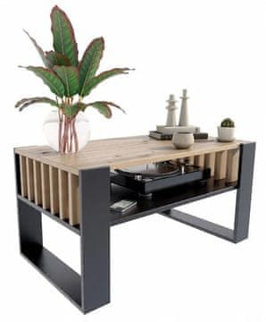 shumee Klubska mizica IGA, artisan hrast/črna, 100x50, klubska mizica za dnevno sobo, pisarno, MK