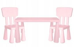 shumee OTROŠKA MIZA + SVETLO ROZA STOL 2 KOS. PLASTIČNA MIZA V PRAŠASTI ROZA BARVI