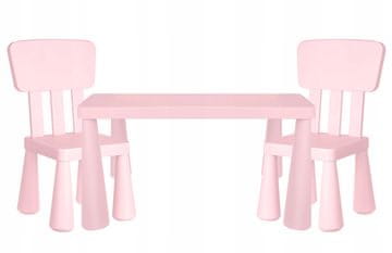 shumee OTROŠKA MIZA + SVETLO ROZA STOL 2 KOS. PLASTIČNA MIZA V PRAŠASTI ROZA BARVI