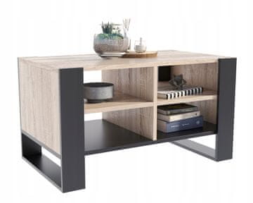 shumee Klubska mizica Figa Bench, hrast Sonoma/črna, za dnevno sobo s polico LOFT