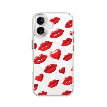 shumee Ovitek za iPhone 16 z MagSafe, rdeči za valentinovo, prozoren