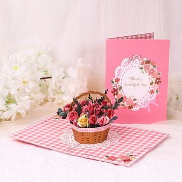 shumee 3D pop-up voščilnica košara za rože