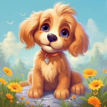 shumee Diamantno vezenje Pes prijatelj 35x35 cm