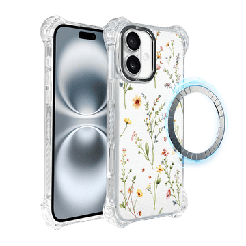shumee Ovitek DropGuard Ultra za iPhone 16 IBIZU z MagSafe, pastelni cvet, poletni šopek