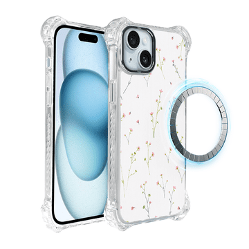 shumee Ovitek za iPhone 15 Plus IBIZU DropGuard Ultra z MagSafe, Pastel Bloom, Wildflower Fantasy
