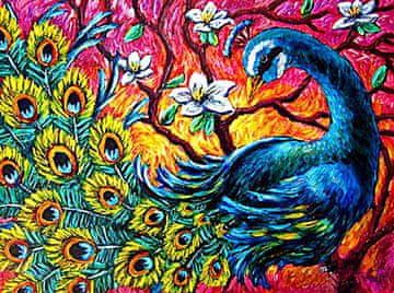 shumee Diamantno vezenje Magnolija in pavje perje 30x40 cm