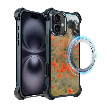 shumee Ovitek za iPhone 16 Plus IBIZU DropGuard Ultra z MagSafe, Claude Monet, polje makov