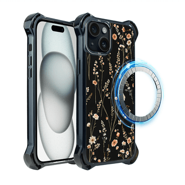 shumee Ovitek DropGuard Ultra za iPhone 15 IBIZU z MagSafe, Pastel Bloom, Midnight Garden