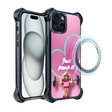 shumee Ovitek IBIZU DropGuard Ultra za iPhone 15 Plus z MagSafe, #Move, Pump it love