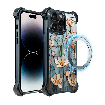 shumee Ovitek za iPhone 14 Pro Max IBIZU DropGuard Ultra z MagSafe, barve stekla, Wildflower Whisper