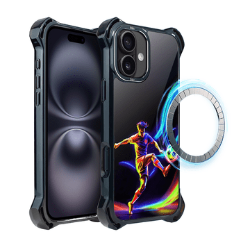 shumee Ovitek za iPhone 16 Plus IBIZU DropGuard Ultra z MagSafe, #ElectroMove, v ritmu nogometa
