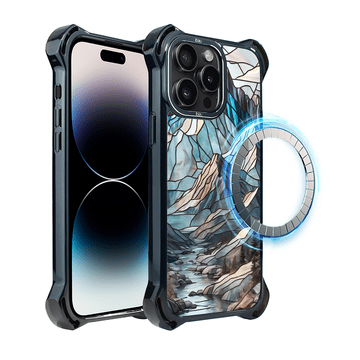 shumee Ovitek za iPhone 14 Pro Max IBIZU DropGuard Ultra z MagSafe, barve stekla, Mountain Stream