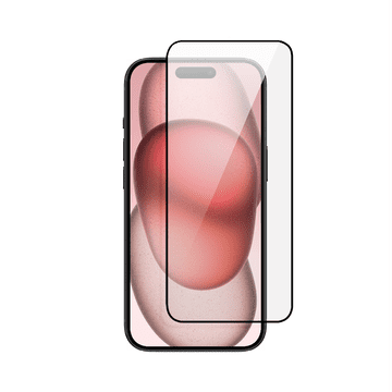 shumee Zaščitno steklo Diamond Hard Glass s črnim okvirjem za iPhone 15 Plus