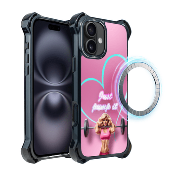 shumee Ovitek IBIZU DropGuard Ultra za iPhone 16 Plus z MagSafe, #Move, Pump it love