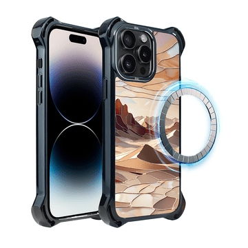 shumee Ovitek za iPhone 14 Pro IBIZU DropGuard Ultra z MagSafe, barve stekla, puščavski mir