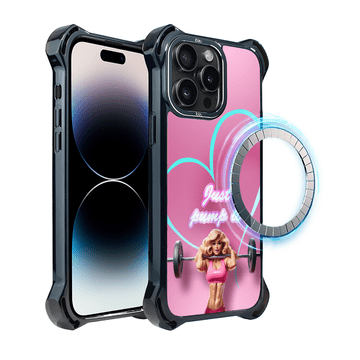 shumee Ovitek za iPhone 14 Pro Max IBIZU DropGuard Ultra z MagSafe, #Move, Pump it love