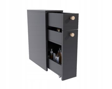 shumee Frodo ozka kopalniška omarica, črna, vgradna, na kolesih, 60x45x21