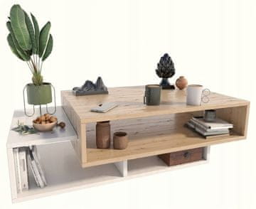 shumee Klubska mizica Sara Artisan iz hrasta/bele barve za dnevno sobo, pisarno, dnevno sobo, MK