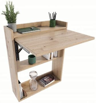 shumee Zložljiva pisalna miza Artisan Oak, stenska pisalna miza za pisarno, studio, dnevno sobo, MK