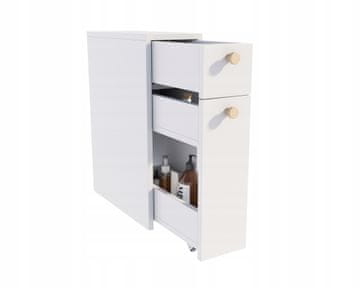 shumee Frodo ozka kopalniška omarica, bela, vgradna, na kolesih, 60x45x21