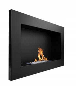 shumee Stenski biokamin 65x40x12 cm Regulacija plamena Črna strukturirana mat