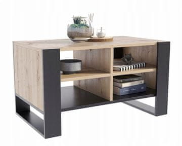 shumee Klubska mizica Figa s polico, podstrešna klubska mizica ARTISAN BLACK za dnevno sobo LOFT