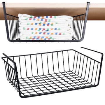 shumee Košara, viseča košara, organizator polic, kovinska podstrešna košara 32x23cm 32x25x10cm črna