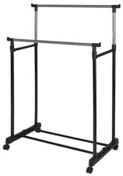 shumee Dvojno stojalo za oblačila in čevlje - teleskopsko, mobilno, s kolesi