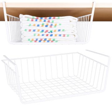 shumee Košara, viseča košara, organizator polic, kovinska podstrešna košara 32x23cm 32x25x10cm bela