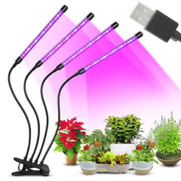 shumee Svetilka za rast rastlin 4x panel s časovnikom za osvetlitev z daljinskim upravljalnikom LED 15W