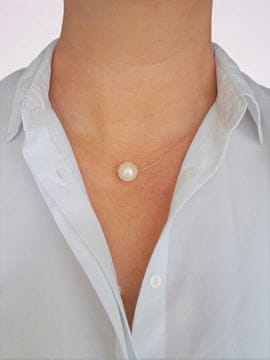 shumee Ogrlica choker, bela, en sam biser, vrvica 18 mm