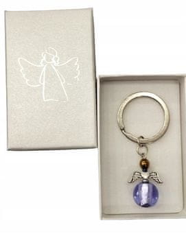 shumee komplet za obhajilo VIJOLIČNI ANGELSKI OBESEK ZA KLJUČE V ŠKATLI HEMATIT obhajilo