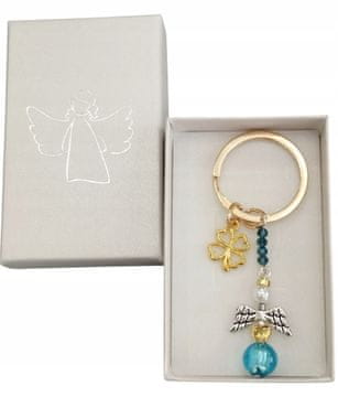 shumee obhajilni set ZLATI OBESEK ZA KLJUČE ANGELSKA ŠKATLA KRISTAL darilo za goste