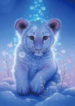 shumee Diamantno vezenje Snežni tiger 30x40 cm