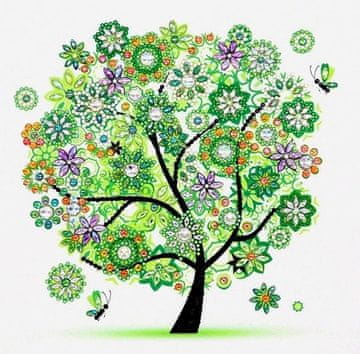 shumee Diamantno vezenje Pomladno drevo 30x30 cm