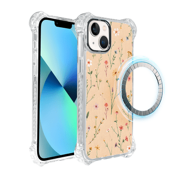 shumee Ovitek za iPhone 13 IBIZU DropGuard Ultra z MagSafe, pastelni cvet, koralni travnik