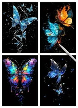 shumee V temi svetleče praskanke Metulji (4 kosi) 30x21 cm