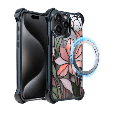 shumee Ovitek za iPhone 15 Pro IBIZU DropGuard Ultra z MagSafe, barve stekla, roza magnolija